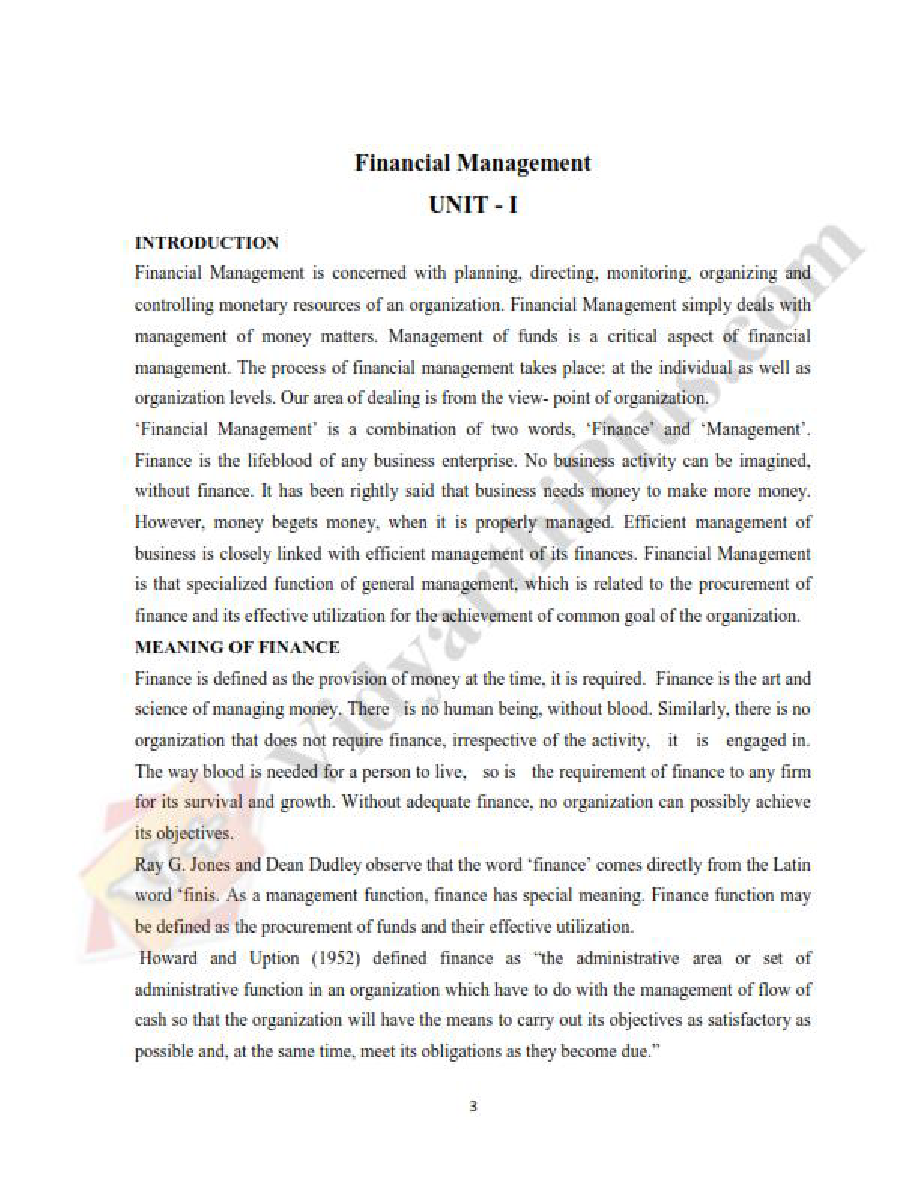 Financial Management Premium Lecture Notes (All Units) - Vidhya Edition