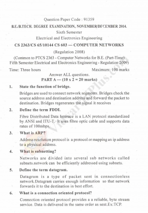 Computer Network Solved Question Papers - 2015 Edition