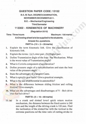 Kinematics Of Machinery Solved Question papers - 2015 Edition 