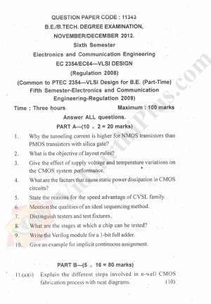 VLSI Design Solved Question papers - 2015 Edition